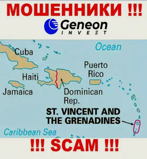 Geneon Invest базируются на территории - St. Vincent and the Grenadines, остерегайтесь совместного сотрудничества с ними