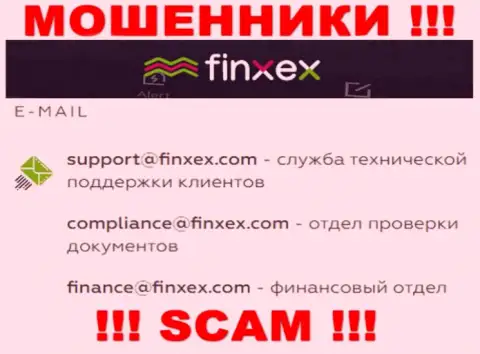 В разделе контактов internet-мошенников Finxex, размещен вот этот адрес электронной почты для связи с ними