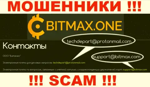 В разделе контактной инфы мошенников Bitmax, указан вот этот е-мейл для связи