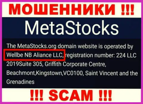 Юридическое лицо компании MetaStocks - Веллбе НБ Алиансе ЛЛК, информация позаимствована с официального онлайн-ресурса