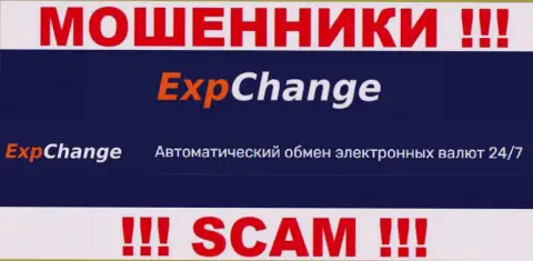 Крипто обменник - именно то на чем, якобы, специализируются мошенники ExpChange Ru