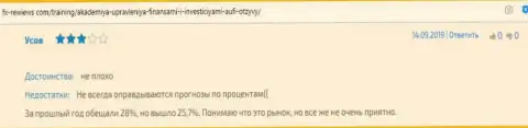 Информационный портал фх-ревиевс ком представил отзывы об консультационной организации АУФИ