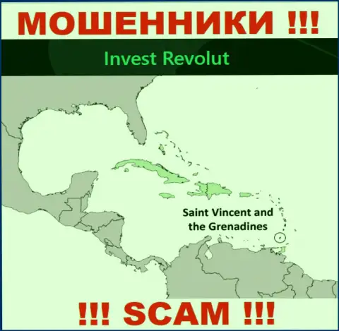 Invest Revolut зарегистрированы на территории - St. Vincent and the Grenadines, остерегайтесь сотрудничества с ними