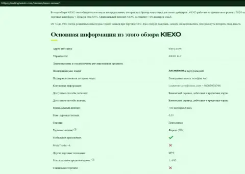 Сжатая информация о Форекс дилинговой компании Kiexo Com на сайте трейдингбитс ком