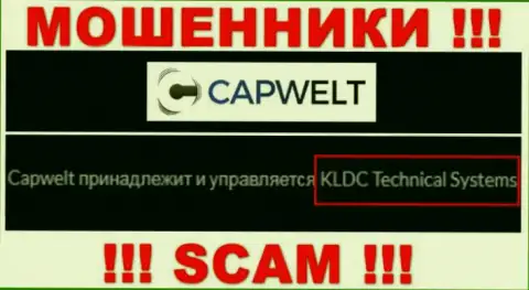 Юр лицо конторы КапВелт - это KLDC Technical Systems, инфа позаимствована с официального интернет-портала