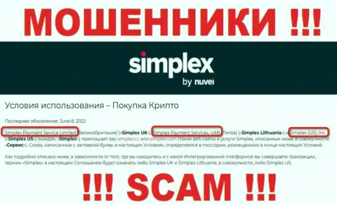 Simplex Payment Services, UAB - это начальство компании Симплекс