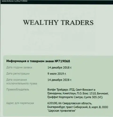 Сведения о организации Wealthy Traders, взяты на веб-ресурсе бебосс ру