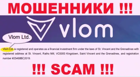 Юридическое лицо, владеющее мошенниками Vlom - это Влом Лтд