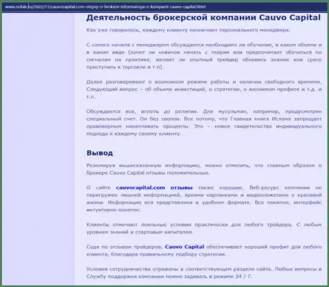 Брокер Cauvo Capital был представлен в публикации на онлайн-ресурсе nsllab ru