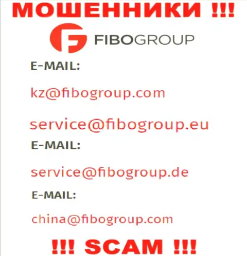 Электронный адрес, который internet-мошенники Fibo Forex представили у себя на официальном web-ресурсе