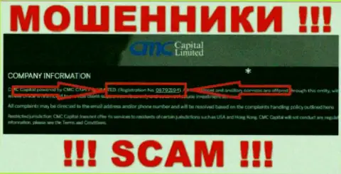 Регистрационный номер противозаконно действующей компании СМС Капитал - 08792194
