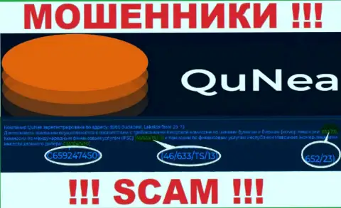 Мошенники QuNea не прячут лицензию, предоставив ее на web-сервисе, однако будьте начеку !!!
