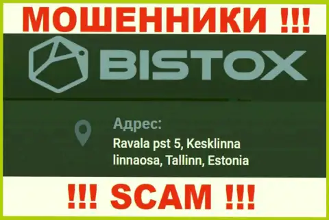 Избегайте взаимодействия с компанией Bistox Holding OU - данные интернет мошенники показывают липовый официальный адрес