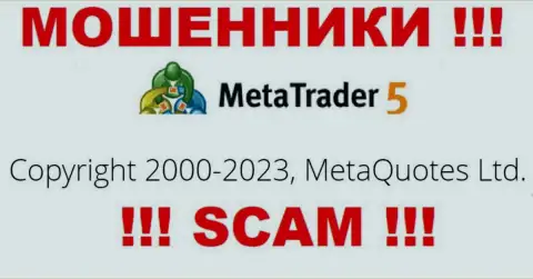 Юридическим лицом МТ 5 является - MetaQuotes Ltd