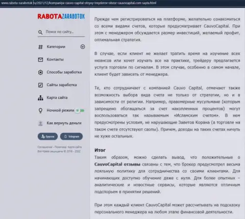 Обзорная статья об деятельности дилера Cauvo Capital на веб-портале работа заработок ру
