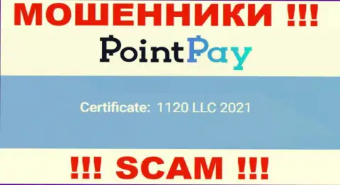 Регистрационный номер ПоинтПэй Ио, который показан мошенниками на их сайте: 1120 LLC 2021